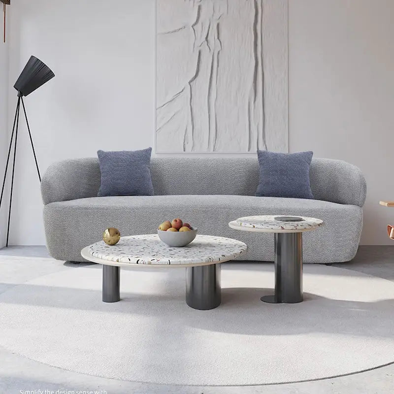 Canapé Moderne Courbe avec Rembourrage Velours Côtelé Bouclé et Coussin Épais