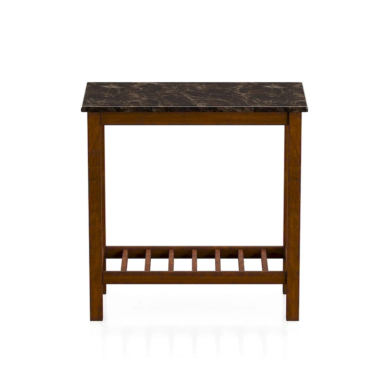 Table d'appoint de ferme avec accents en X, étagère inférieure à lattes en bois MDF
