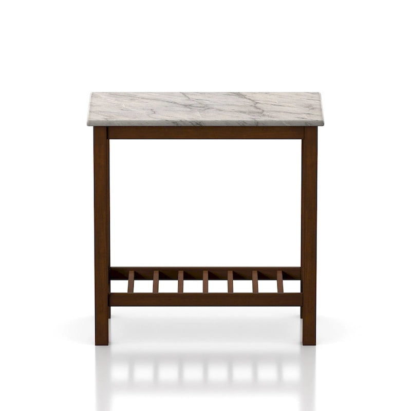 Table d'appoint de ferme avec accents en X, étagère inférieure à lattes en bois MDF