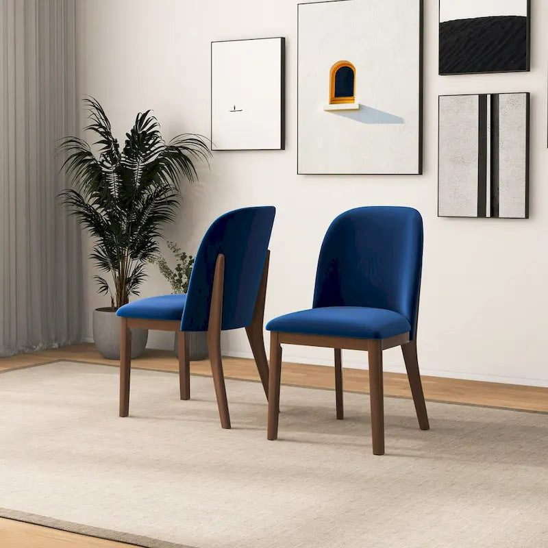 Chaise de salle à manger du milieu du siècle, dossier arqué, sans accoudoirs, pieds en bois massif, velours/lin