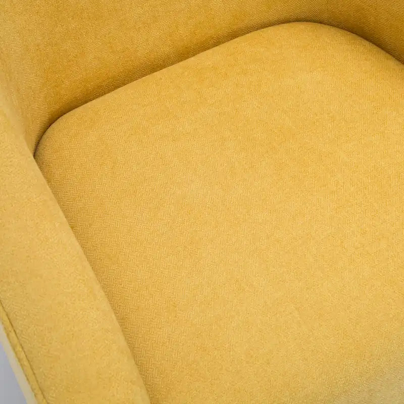 Fauteuil d'appoint pivotant à dossier rond en tissu polyester noir avec piètement rond en bois