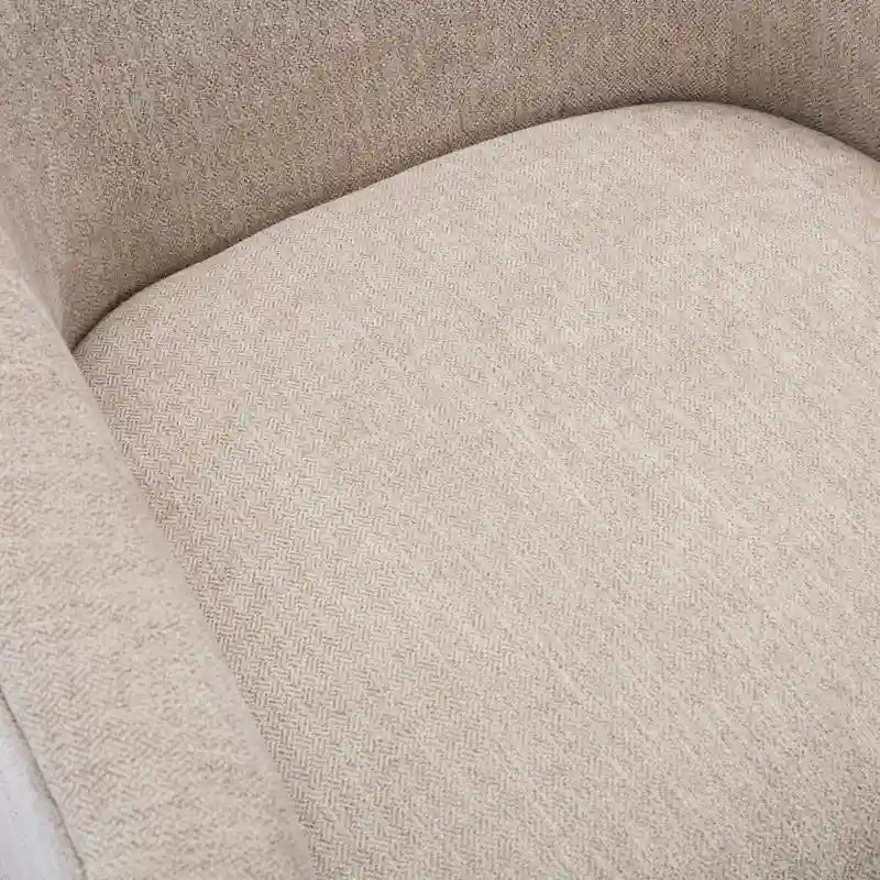 Fauteuil d'appoint pivotant à dossier rond en tissu polyester noir avec piètement rond en bois