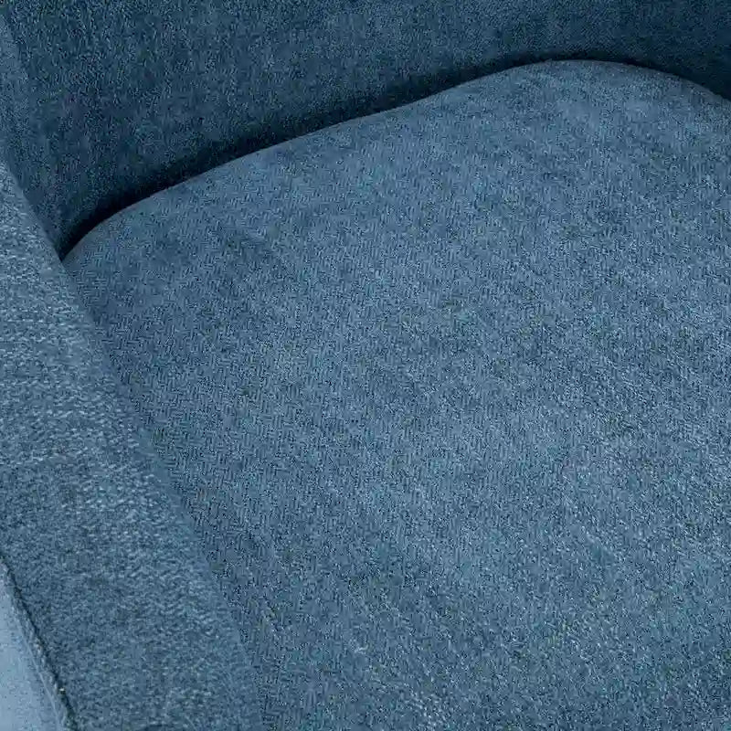 Fauteuil d'appoint pivotant à dossier rond en tissu polyester noir avec piètement rond en bois