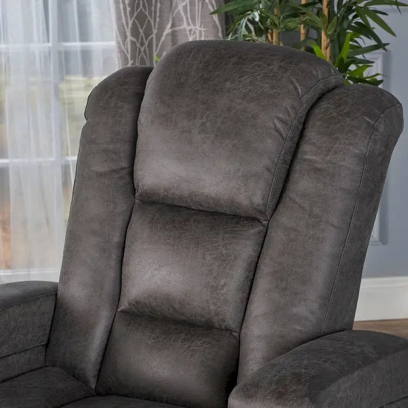 Fauteuil inclinable électrique en microfibre avec port USB, porte-gobelets et rangement dans les accoudoirs