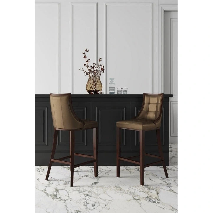 Tabouret de bar traditionnel en similicuir Cadre en hêtre massif avec repose-pieds