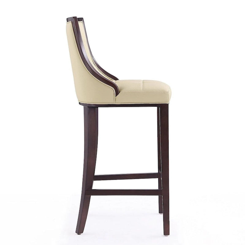 Tabouret de bar traditionnel en similicuir Cadre en hêtre massif avec repose-pieds