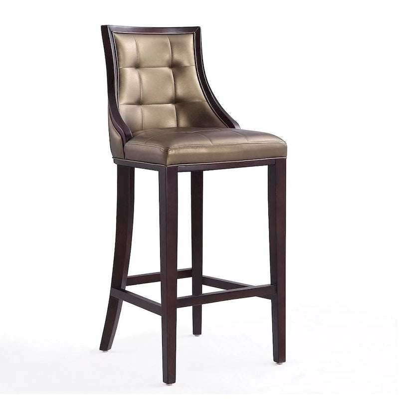 Tabouret de bar traditionnel en similicuir Cadre en hêtre massif avec repose-pieds
