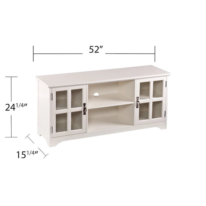 Meuble TV avec portes vitrées et étagères réglables - Fenêtre carrée blanche