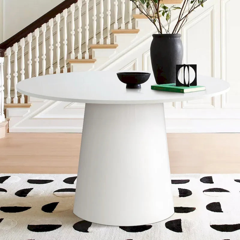 46 White Round Pedestal Dining Table
