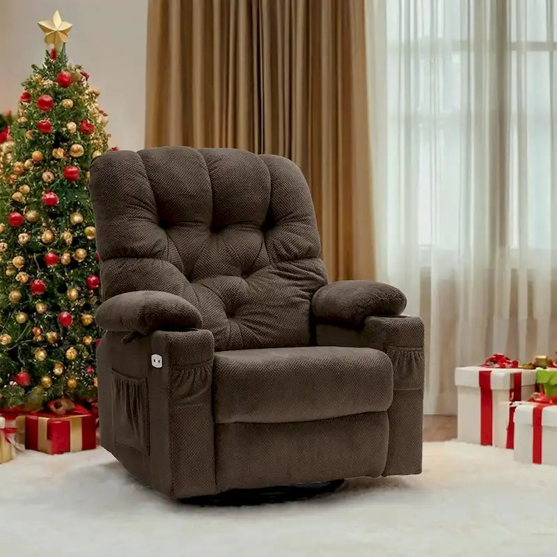 Fauteuil inclinable électrique pivotant et coulissant avec ports USB et porte-gobelets