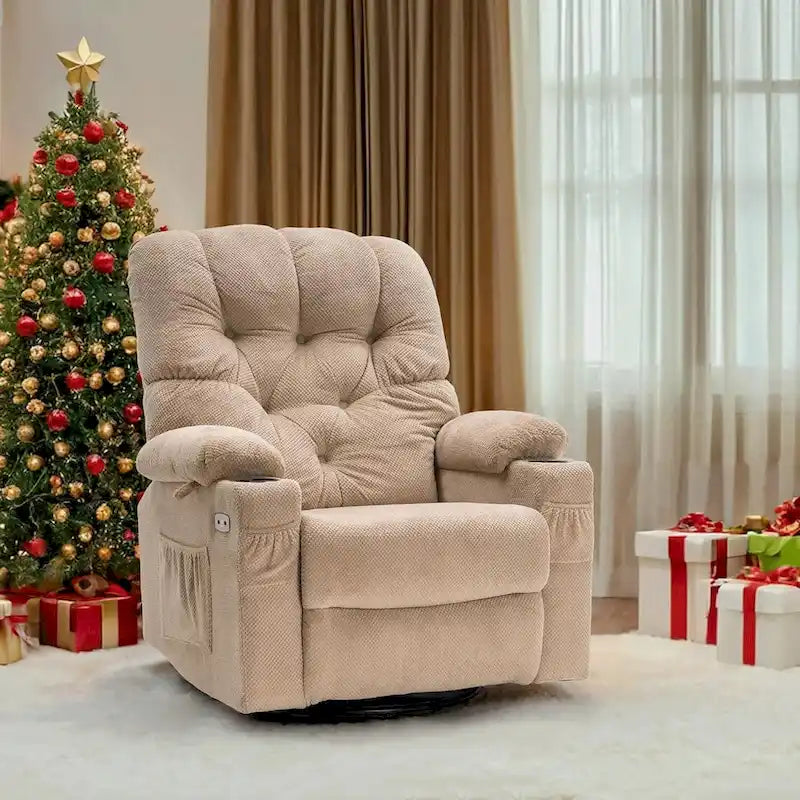 Fauteuil inclinable électrique pivotant et coulissant avec ports USB et porte-gobelets