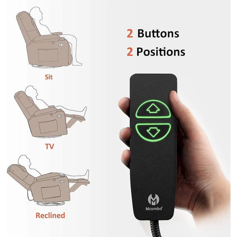 Fauteuil inclinable électrique pivotant et coulissant avec ports USB et porte-gobelets