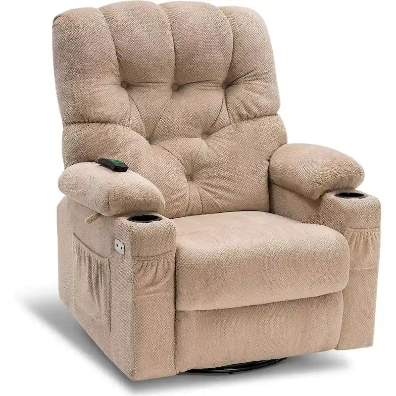 Fauteuil inclinable électrique pivotant et coulissant avec ports USB et porte-gobelets