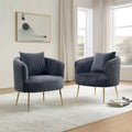 Fauteuil contemporain à dossier incurvé en velours côtelé, coussin amovible, pieds en métal doré