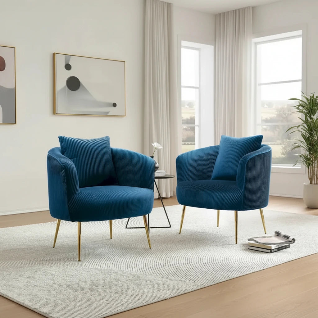 Art Leon Set of 2 Velvet Accent Side Chair with Back Cushion