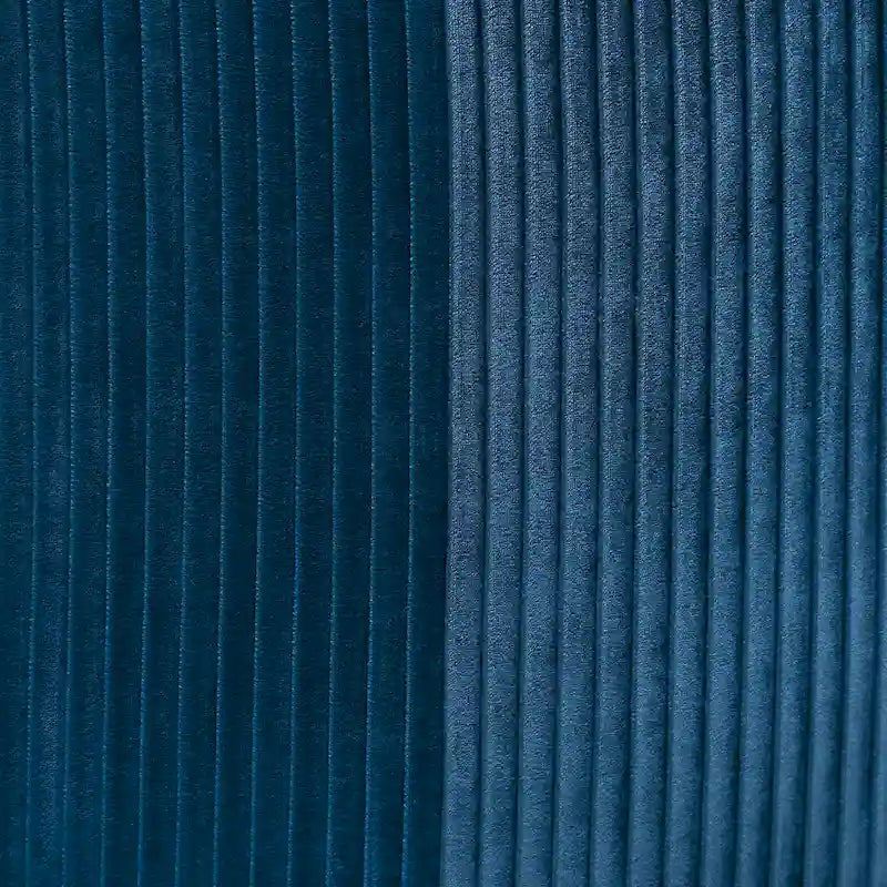 Fauteuil contemporain à dossier incurvé en velours côtelé, coussin amovible, pieds en métal doré