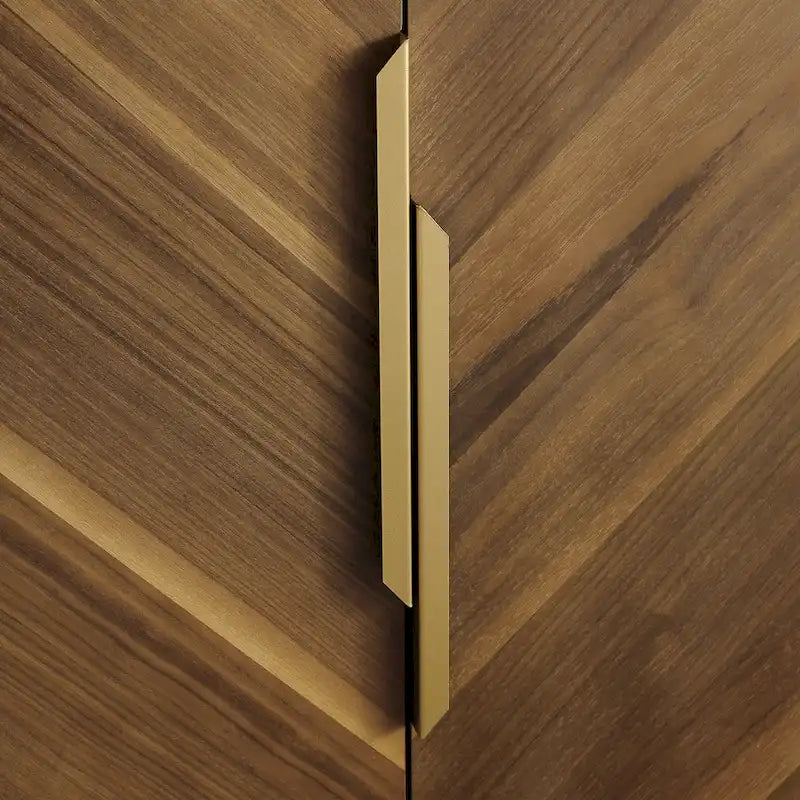 Enfilade Mid-Century Deux Portes Motif Onde Concentrique Façonnée à la Main Pieds Dorés