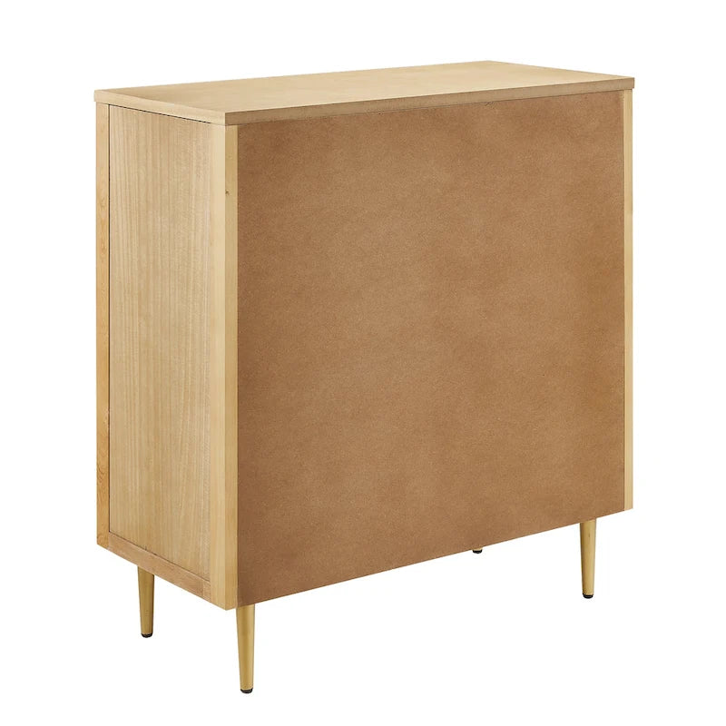 Enfilade Mid-Century Deux Portes Motif Onde Concentrique Façonnée à la Main Pieds Dorés
