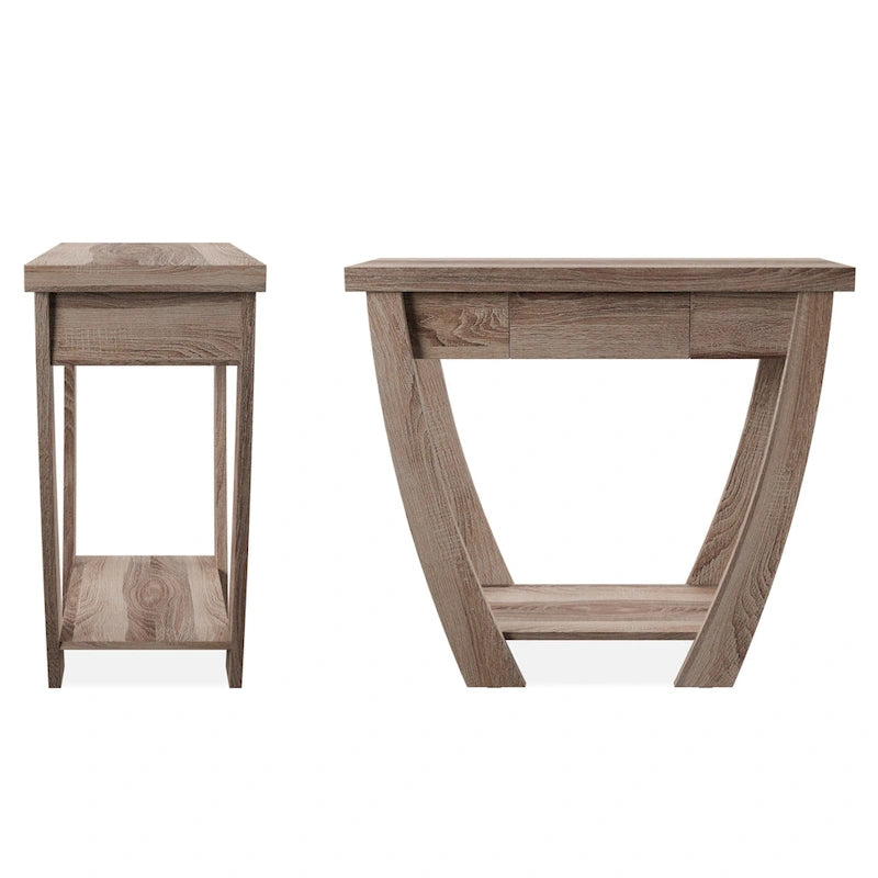 Console d'entrée à pieds courbés un tiroir étagère ouverte MDF plaqué bois