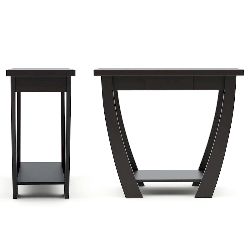 Console d'entrée à pieds courbés un tiroir étagère ouverte MDF plaqué bois