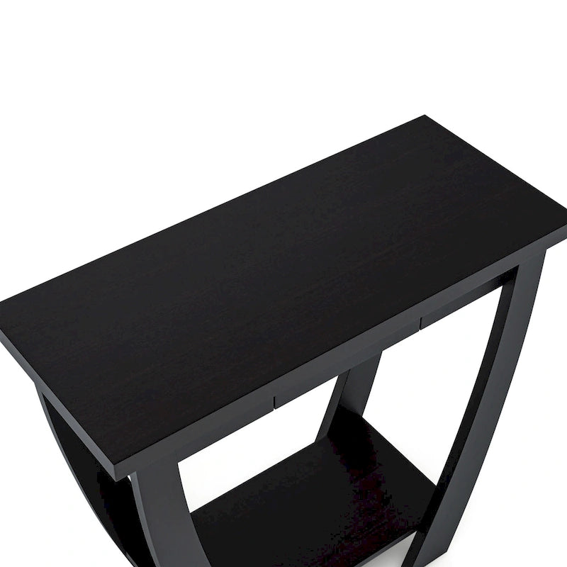 Console d'entrée à pieds courbés un tiroir étagère ouverte MDF plaqué bois