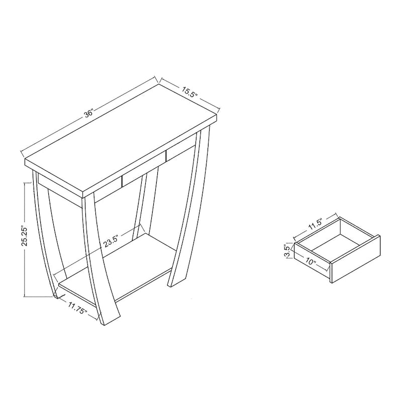 Console d'entrée à pieds courbés un tiroir étagère ouverte MDF plaqué bois