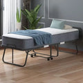 Lit pliant portable, cadre en acier, matelas en mousse de 12,7 cm, roulettes pivotantes à 360°