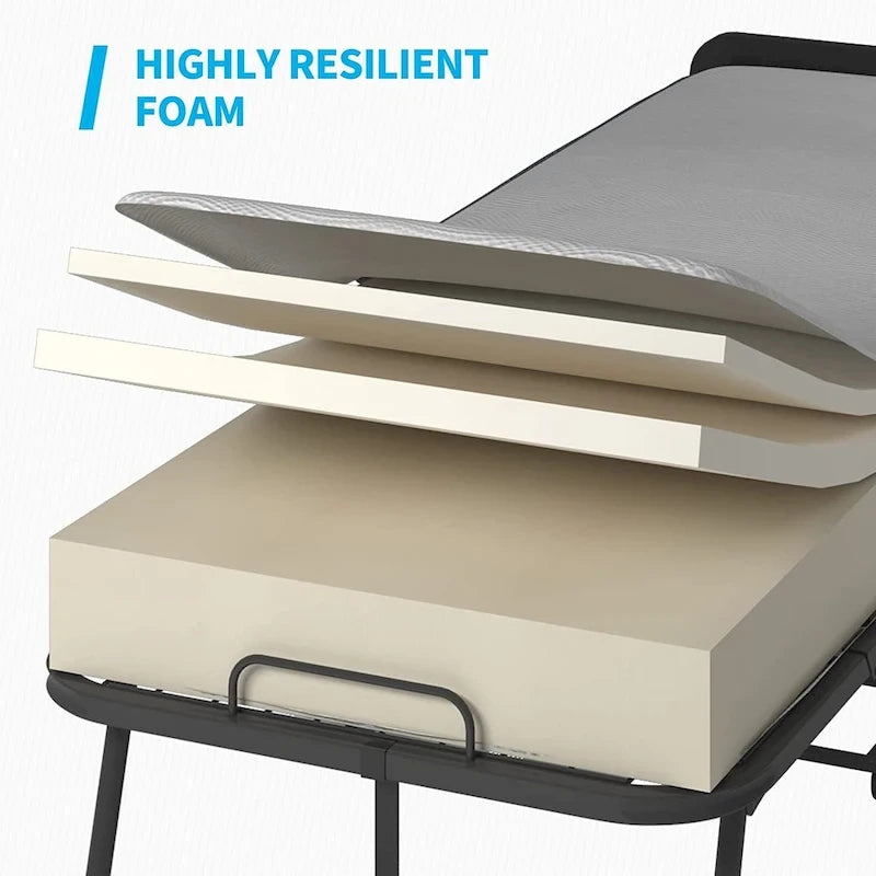 Lit pliant portable, cadre en acier, matelas en mousse de 12,7 cm, roulettes pivotantes à 360°