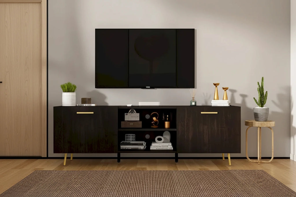 Sideboard Entertainment Centers TV Stand 2 Doors End Table White/Brown