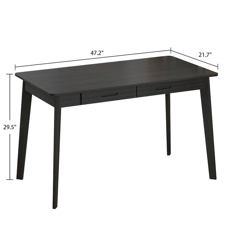 Bureau classique Deux tiroirs coulissants Pieds en bois massif Plateau en MDF