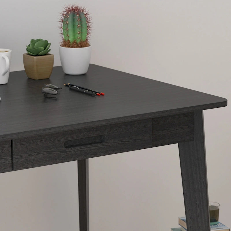 Bureau classique Deux tiroirs coulissants Pieds en bois massif Plateau en MDF