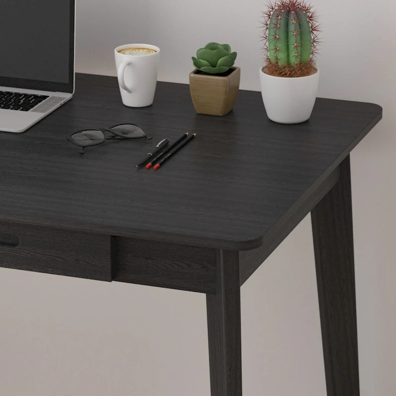 Bureau classique Deux tiroirs coulissants Pieds en bois massif Plateau en MDF