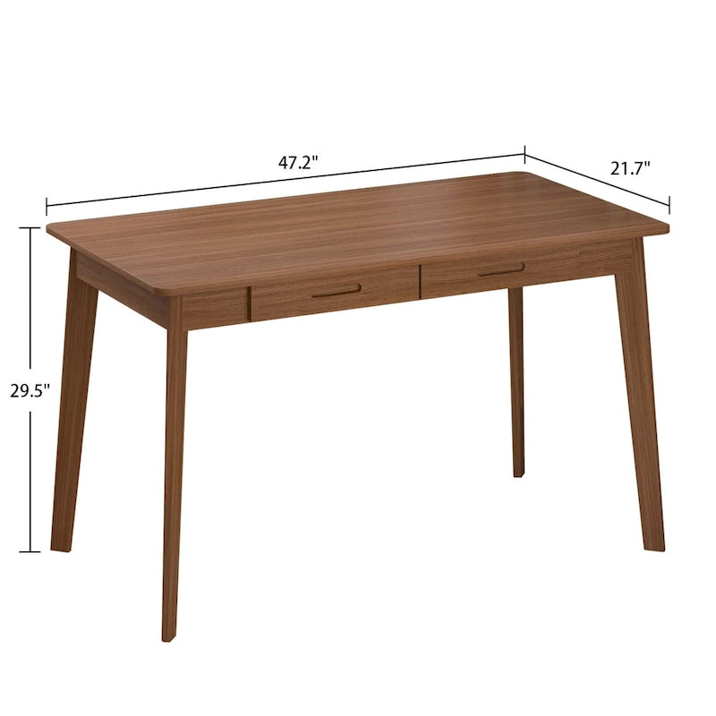 Bureau classique Deux tiroirs coulissants Pieds en bois massif Plateau en MDF