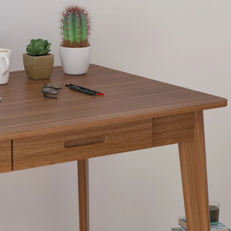 Bureau classique Deux tiroirs coulissants Pieds en bois massif Plateau en MDF