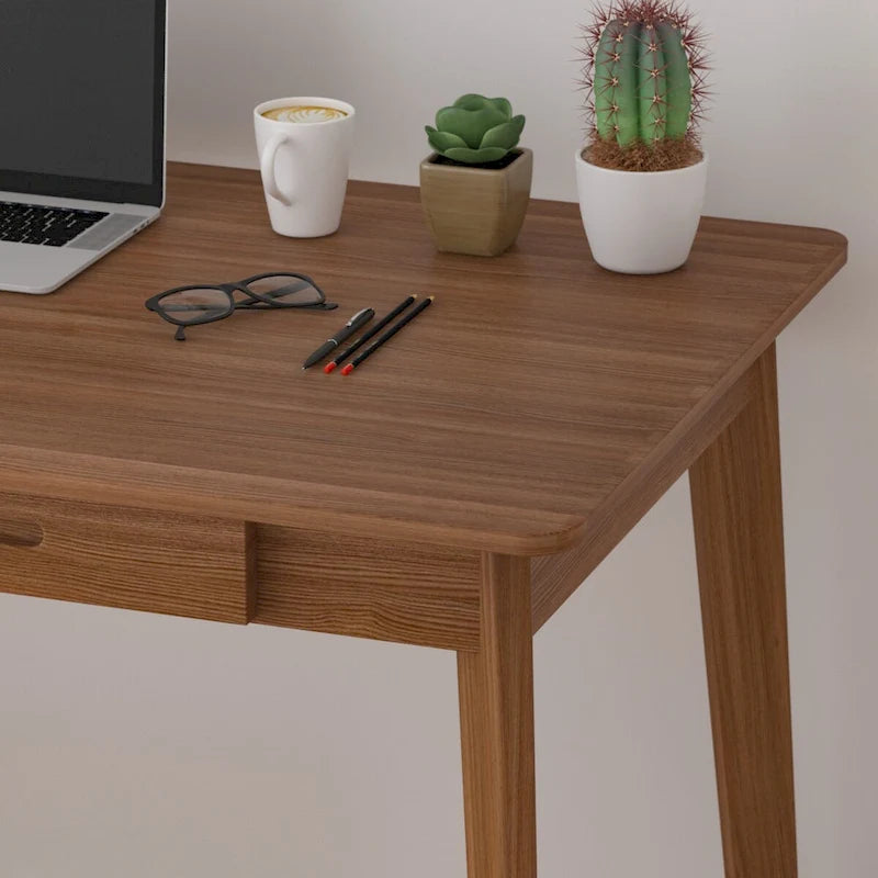 Bureau classique Deux tiroirs coulissants Pieds en bois massif Plateau en MDF