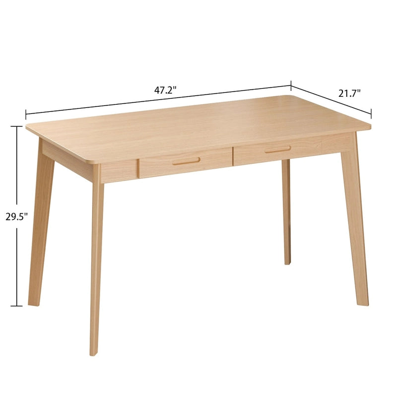 Bureau classique Deux tiroirs coulissants Pieds en bois massif Plateau en MDF