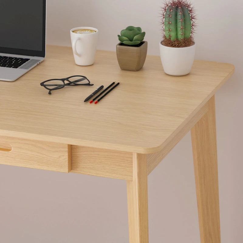 Bureau classique Deux tiroirs coulissants Pieds en bois massif Plateau en MDF