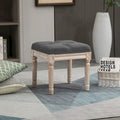 Pouffe carré capitonné en lin avec pieds sculptés en hévéa de 40 cm