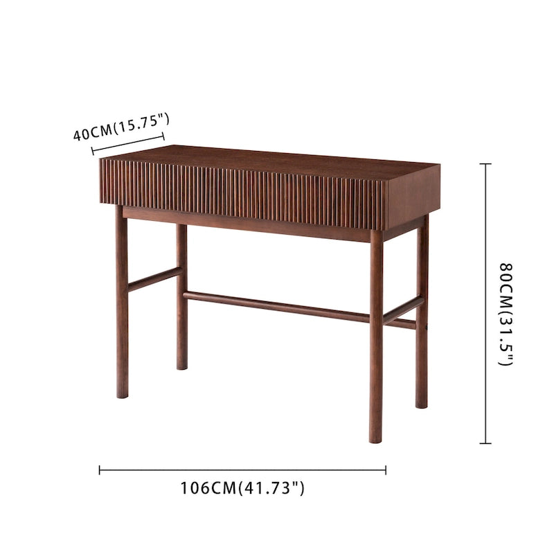 Console Table Façades de tiroirs cannelées Pieds en bois ronds Entretoise inférieure Naturel 42 pouces