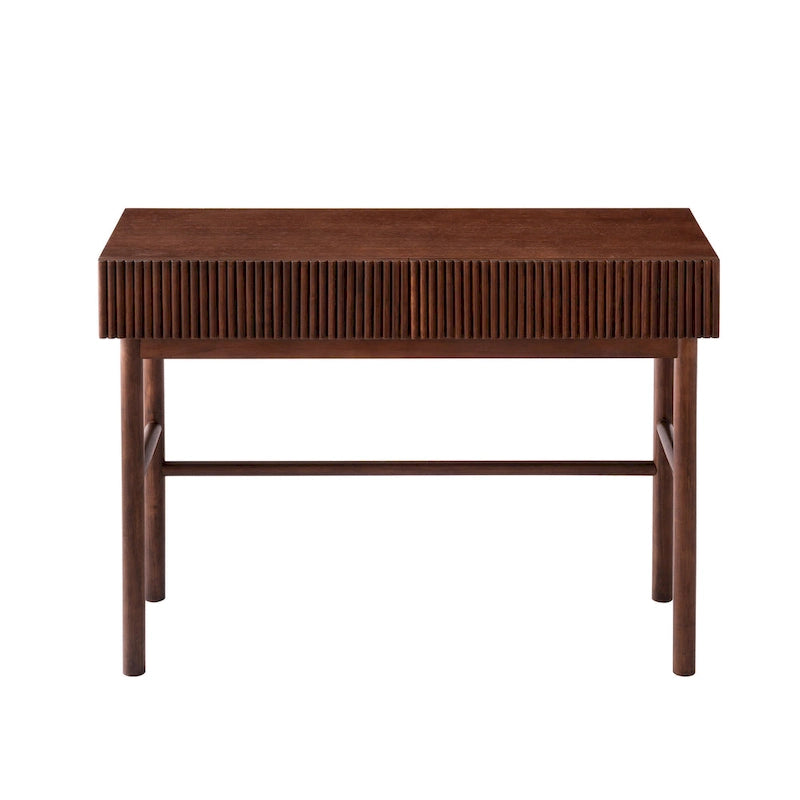 Console Table Façades de tiroirs cannelées Pieds en bois ronds Entretoise inférieure Naturel 42 pouces