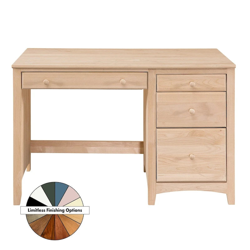 Bureau à domicile en aulne massif, quatre tiroirs, finition appliquée à la main