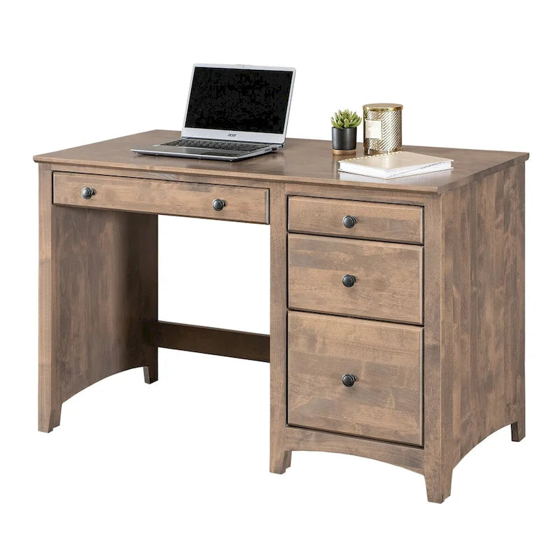 Bureau à domicile en aulne massif, quatre tiroirs, finition appliquée à la main