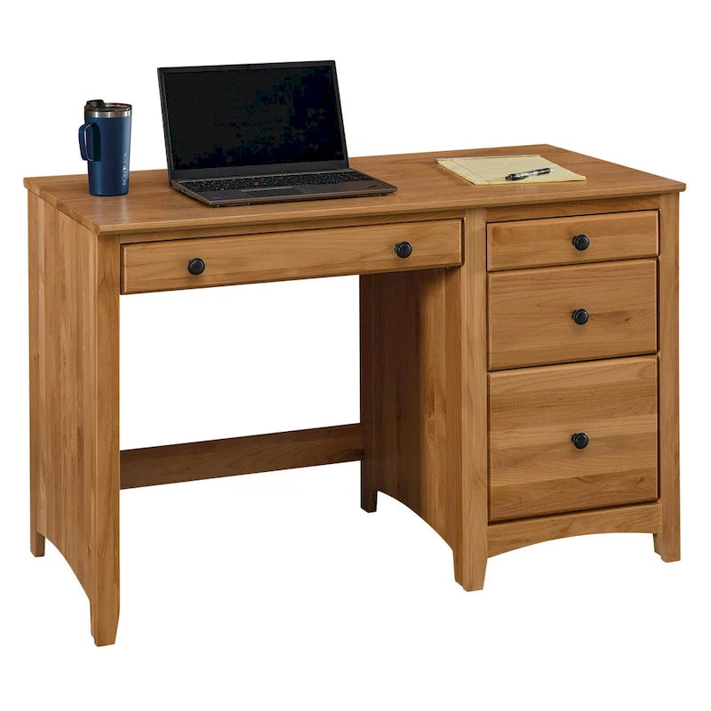 Bureau à domicile en aulne massif, quatre tiroirs, finition appliquée à la main