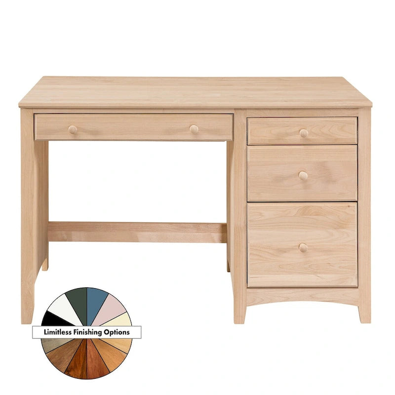 Bureau à domicile en aulne massif, quatre tiroirs, finition appliquée à la main