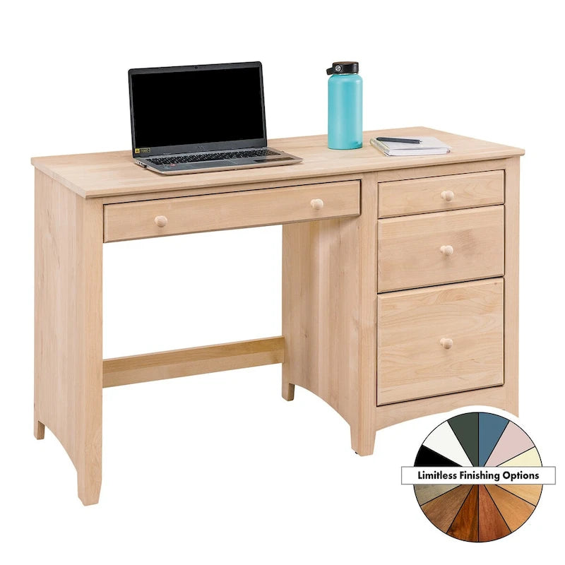 Bureau à domicile en aulne massif, quatre tiroirs, finition appliquée à la main