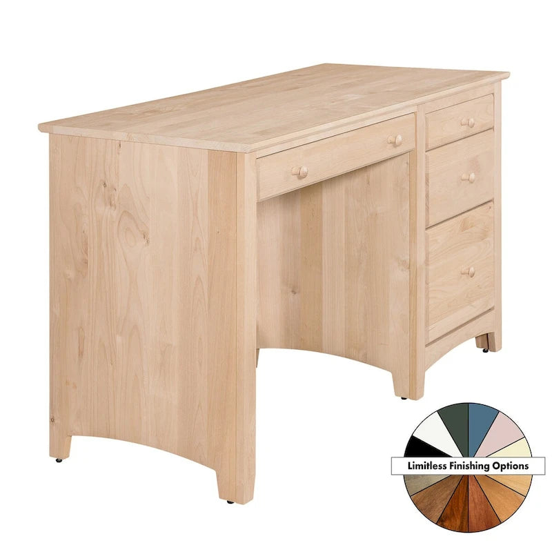 Bureau à domicile en aulne massif, quatre tiroirs, finition appliquée à la main