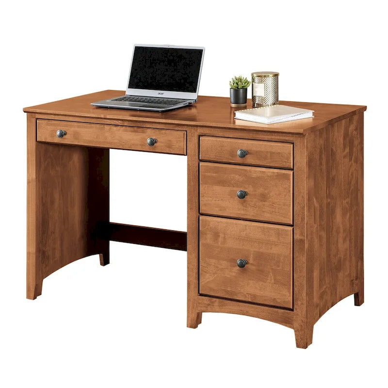 Bureau à domicile en aulne massif, quatre tiroirs, finition appliquée à la main