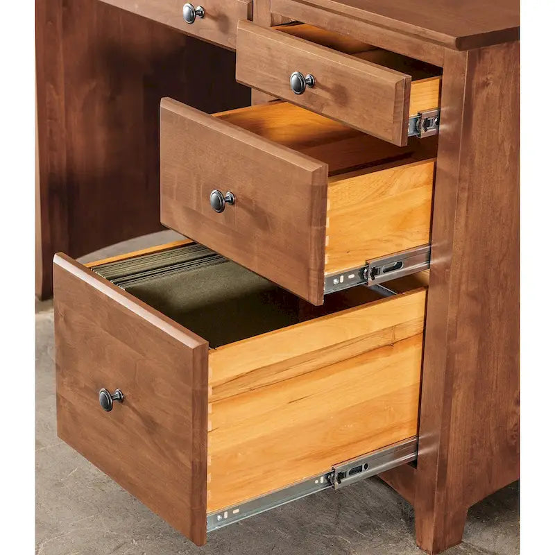 Bureau à domicile en aulne massif, quatre tiroirs, finition appliquée à la main