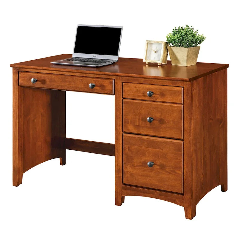 Bureau à domicile en aulne massif, quatre tiroirs, finition appliquée à la main