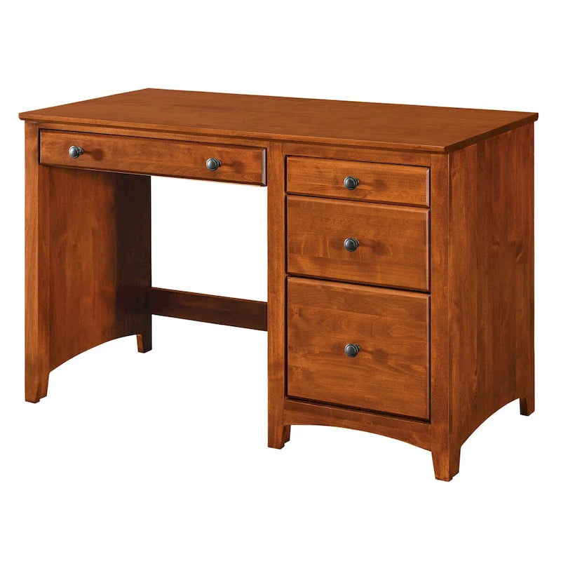 Bureau à domicile en aulne massif, quatre tiroirs, finition appliquée à la main